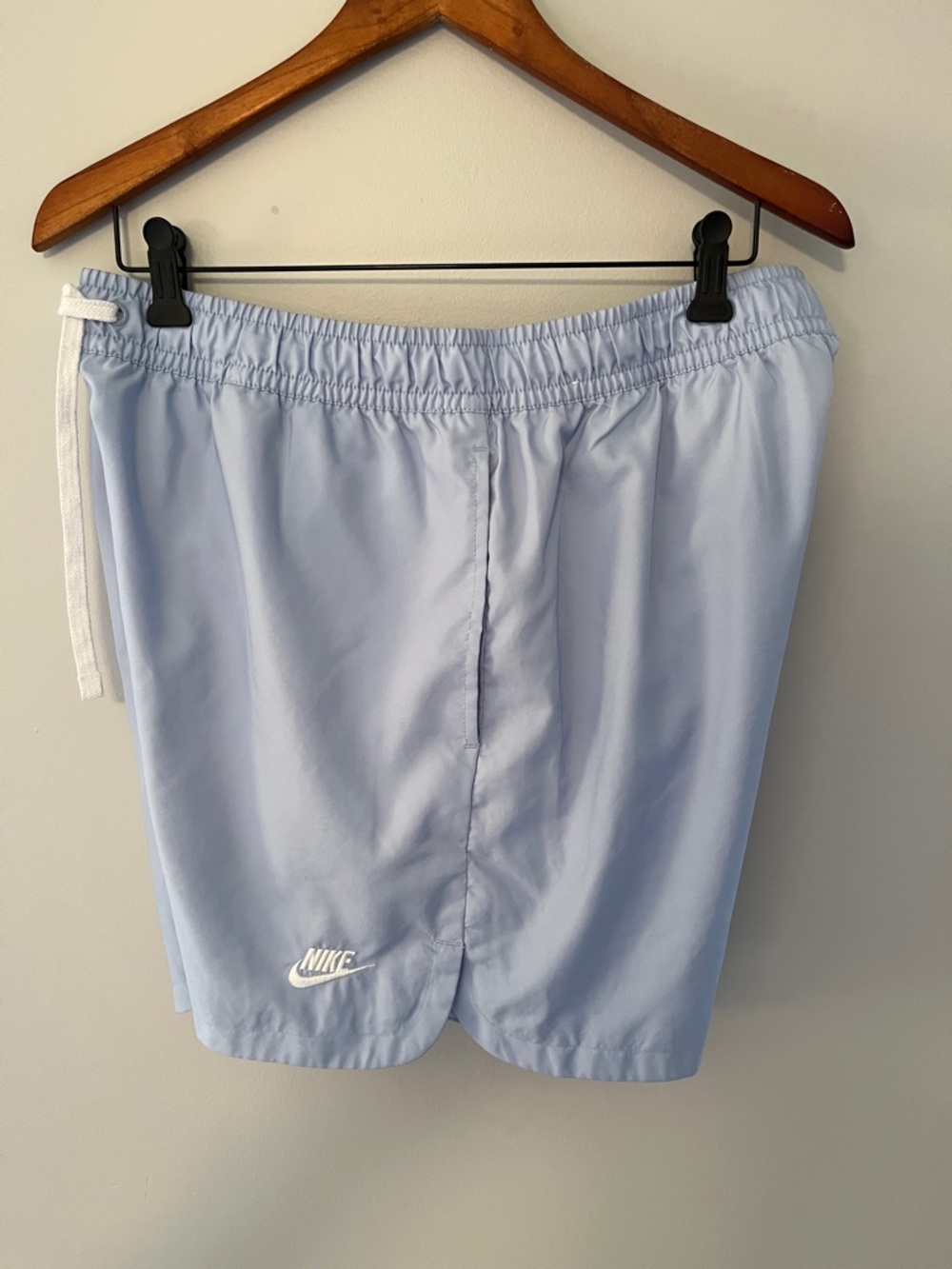 Nike Men’s Sky Blue Athletic Shorts with White Drawstring